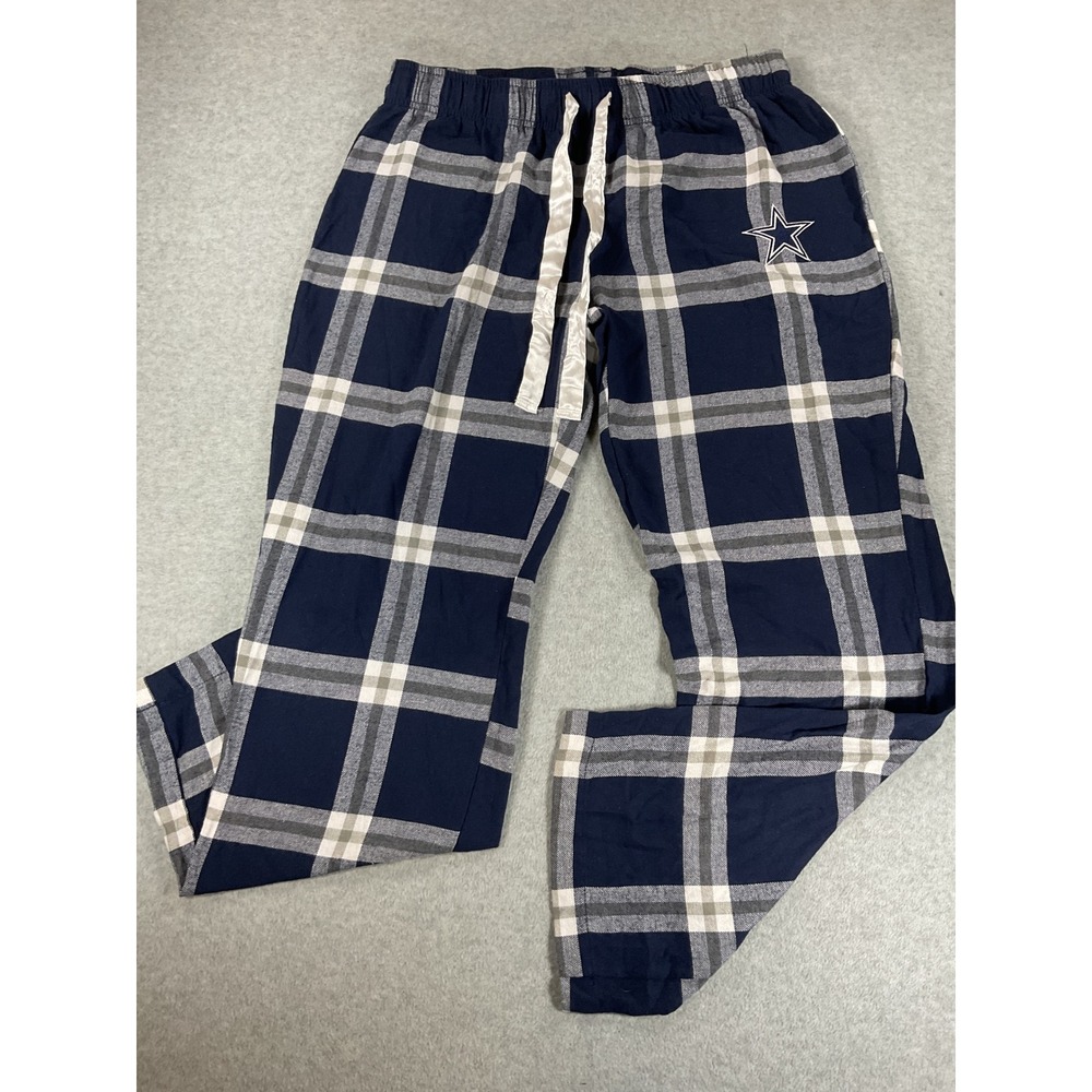NFL Dallas Cowboys Womens Pajama Pants Navy Plaid Lounge Bottoms Size M 2960
